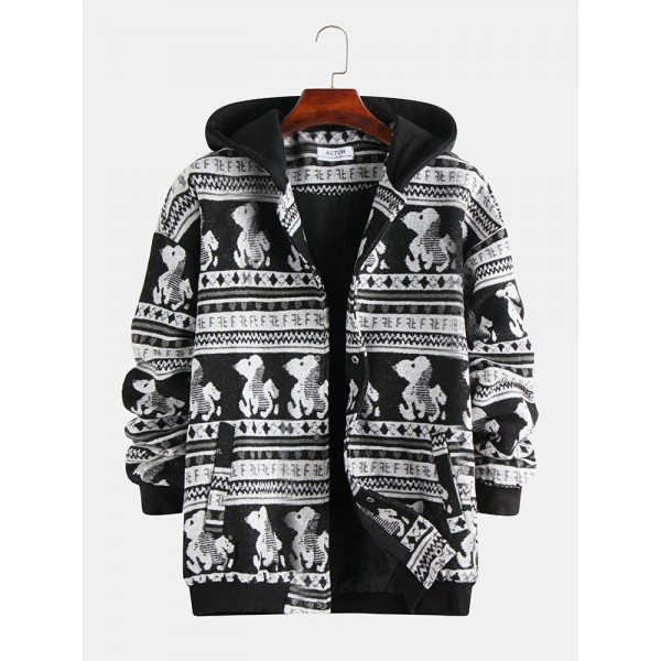 Mens Fashion Cotton Printing Loose Comfy Thick Casual Jacket 