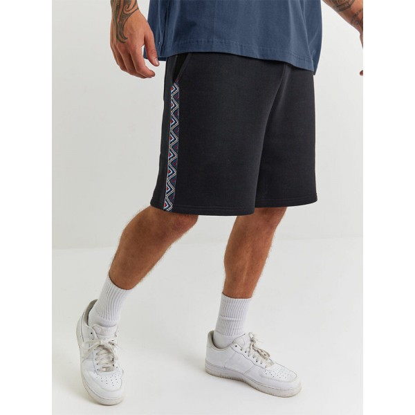 Mens Side Ethnic Ribbon Loose Drawstring Waist Shorts